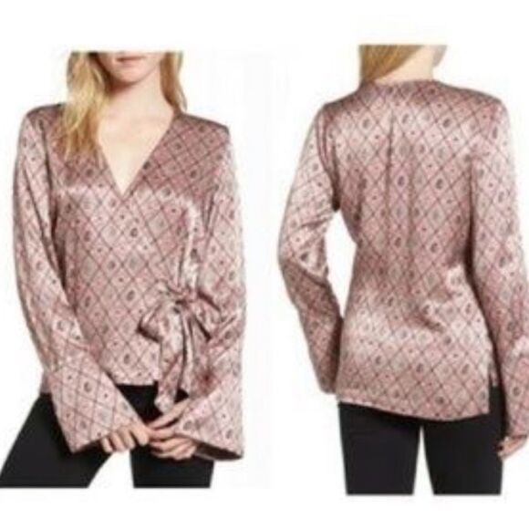 Chelsea28 Satin Wrap Kimono Blouse - Picture 1 of 4